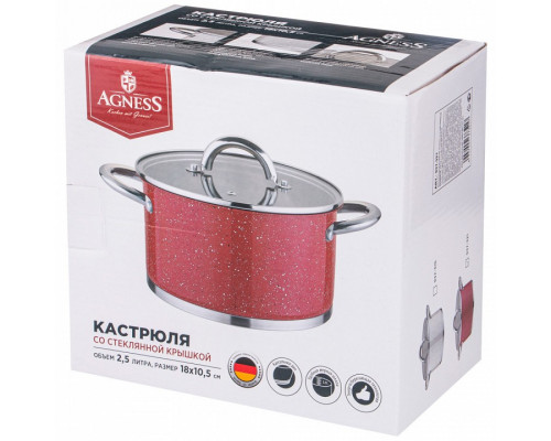 Кастрюля (2.5 л) Agness Red Marble 937-321