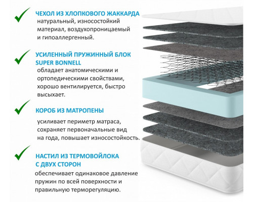 Матрас односпальный ГОСТ BT 2000x800