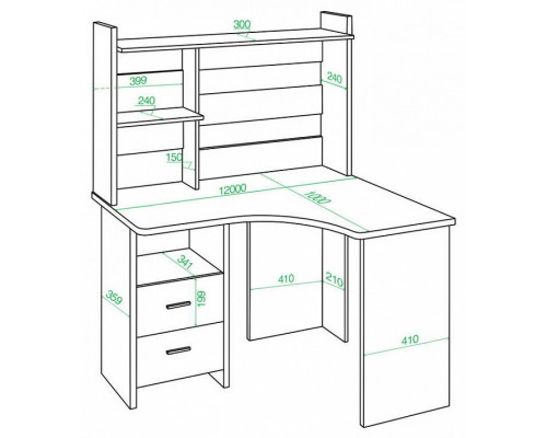 Стол компьютерный Домино Lite СКЛ-Угл120+НКЛХ-120