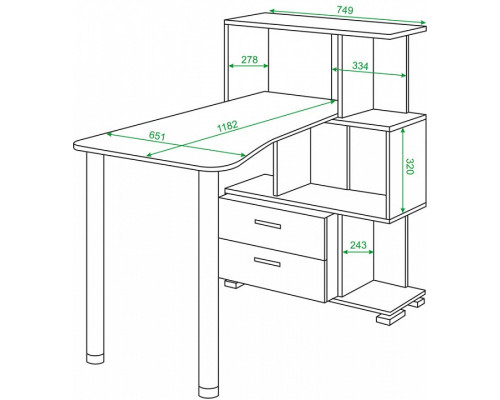 Стол компьютерный Домино СЛ-5-3СТ-2+БЯ