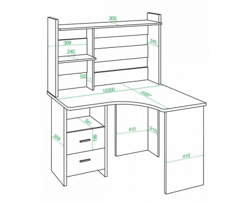 Стол компьютерный Домино Лайт СКЛ-Угл120+НКЛ-120
