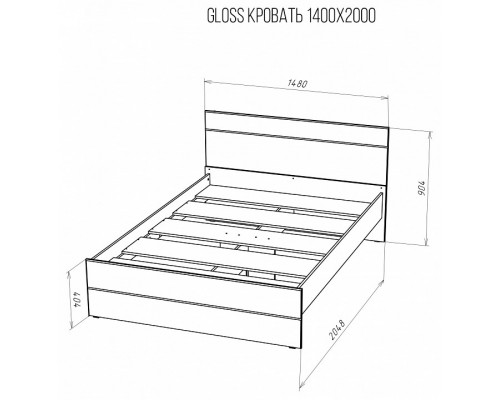 Кровать полутораспальная Gloss