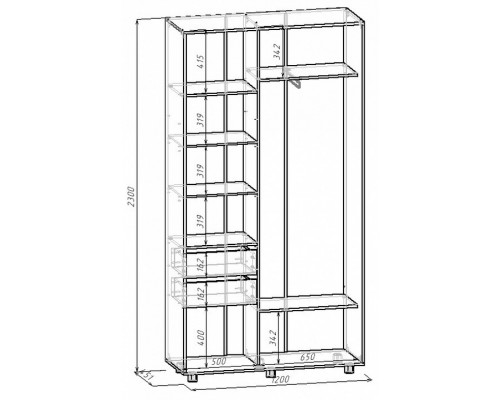 Шкаф-купе Удачный 1200x450x2300