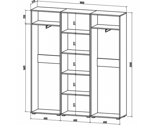 Шкаф платяной Тунис-9