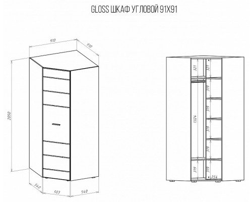 Шкаф платяной Gloss