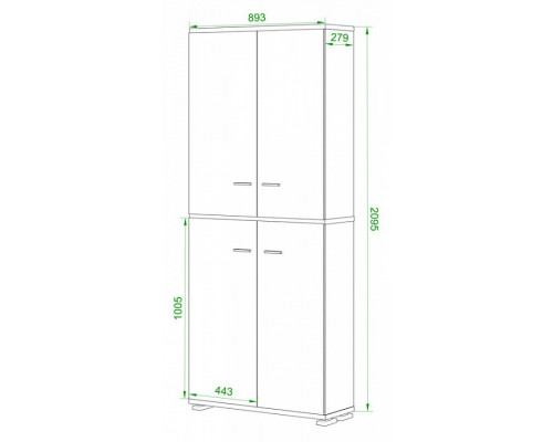 Шкаф книжный Домино ПУ-30-3