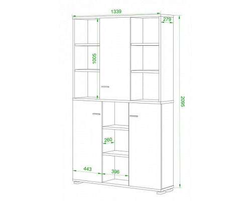 Шкаф книжный Домино ПУ-40-3