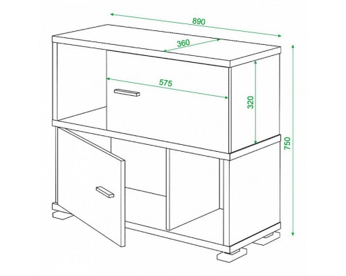Тумба комбинированная Домино СБ-30/2