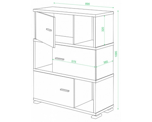 Тумба комбинированная Домино СБ-30/3