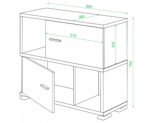 Тумба комбинированная Домино СБ-30/2