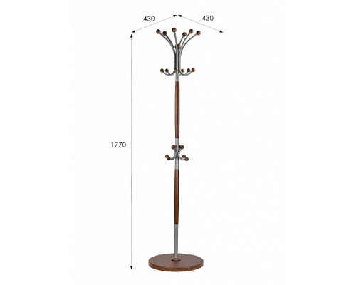 Вешалка-стойка Декарт Д-1 средне-коричневый/металлик