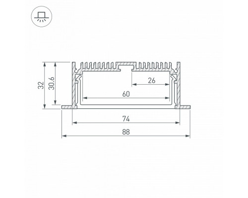 Профиль встраиваемый Arlight SL-LINIA88-F-2000 ANOD 019315