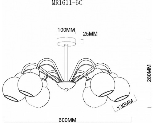 Люстра на штанге MyFar Marsel MR1611-6C
