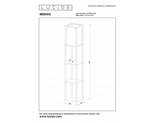 Торшер с полкой Lucide MENNO 44799/81/30