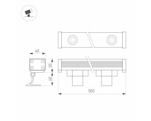 Настенно-потолочный прожектор Arlight AR-LINE-500-12W 051755