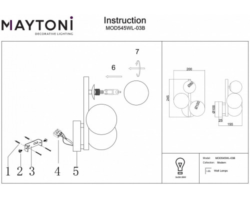 Бра Maytoni Dallas MOD545WL-03B