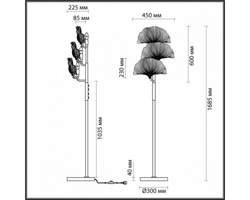 Торшер Odeon Light Ventaglio 4870/3F