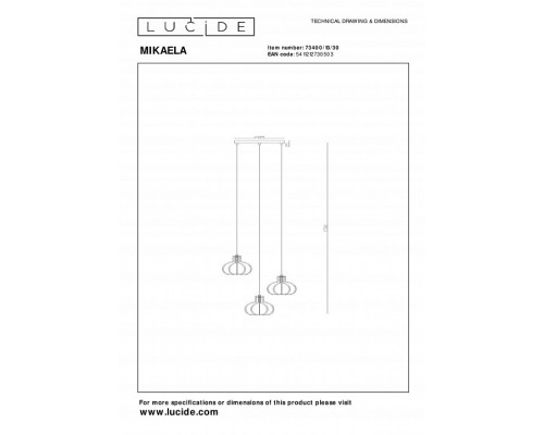 Подвесной светильник Lucide Mikaela 73400/13/30