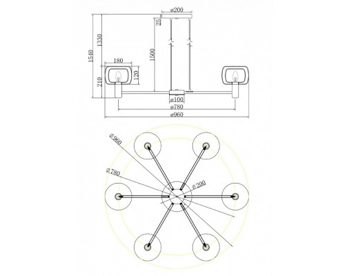 Подвесная люстра Maytoni Vision MOD411PL-06G