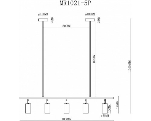 Светильник на штанге MyFar Dereck MR1021-5P