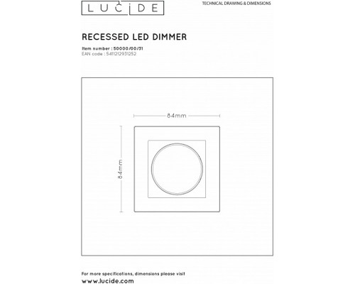 Диммер роторный Lucide Recessed Wall Dimmer Nl 50000/00/31