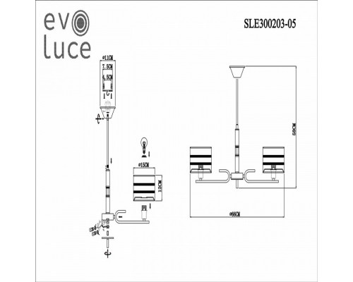 Люстра на штанге EVOLUCE Almese SLE300203-05