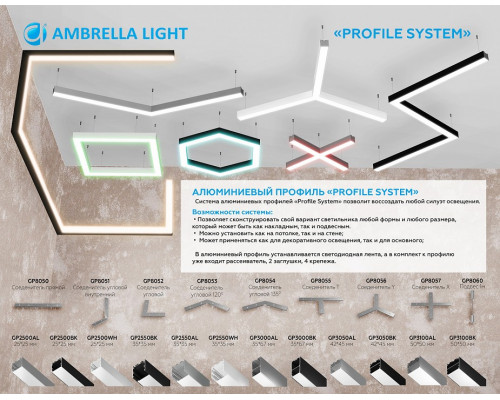 Соединитель угловой Y-образный накладной Ambrella Light Profile System GP GP8056