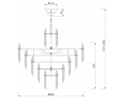 Подвесная люстра Maytoni Flare DIA200PL-08G