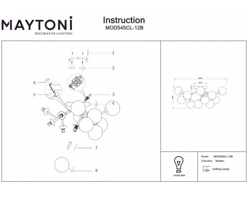 Потолочная люстра Maytoni Dallas MOD545CL-12B