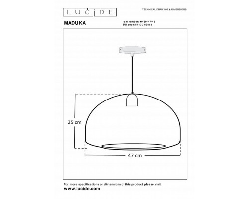 Подвесной светильник Lucide Maduka 10450/47/43