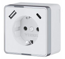 Розетка с заземлением и с шторками и USB Werkel Gallant (белая) W5071701