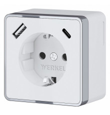 Розетка с заземлением и с шторками и USB Werkel Gallant (белая) W5071701