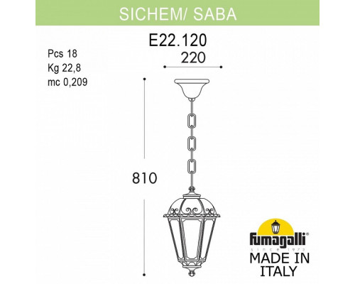 Подвесной светильник Fumagalli Saba K22.120.000.WXF1R