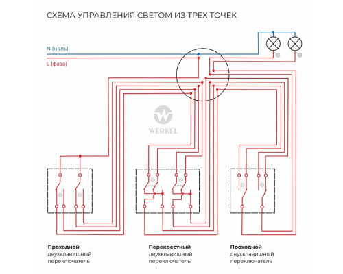 Выключатель двухклавишный без рамки Werkel белый W1123001