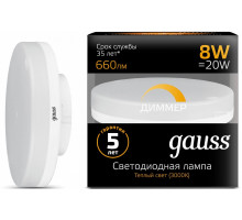 Лампа светодиодная Gauss 1084 GX53 8Вт 3000K 108408108-D