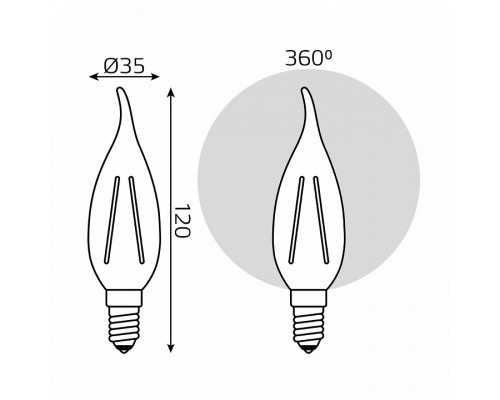 Лампа светодиодная Gauss Filament E14 13Вт 4100K 104801213