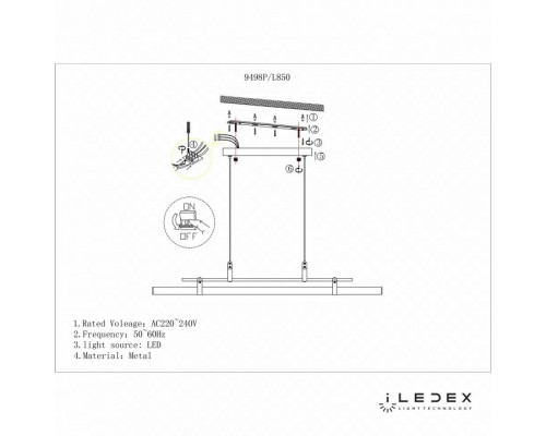 Подвесной светильник iLedex Zoom 9498P-32W-3000K BK-BR-WH