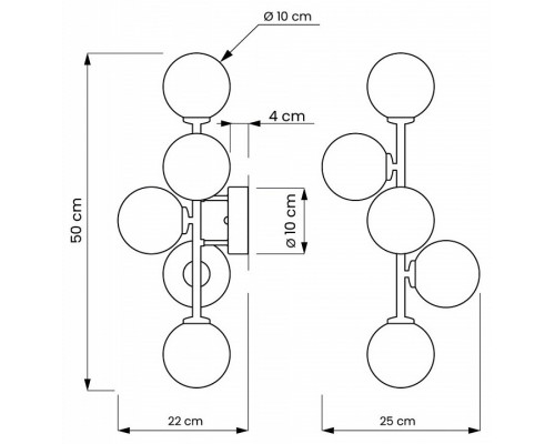 Бра LUMINA DECO Marsiada LDW 6033-5 BK+F.GD