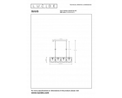 Подвесной светильник Lucide Suus 00427/04/30
