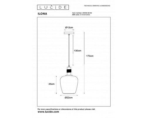 Подвесной светильник Lucide Ilona 45408/22/62