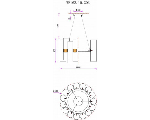 Подвесная люстра Wertmark Franka WE162.15.303