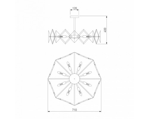 Люстра на штанге Eurosvet Origami 60121/8 латунь Smart