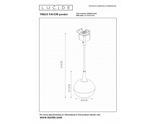 Подвесной светильник Lucide Track Favori Pendel 09956/01/30