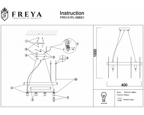 Подвесной светильник Freya Deserto FR5141PL-08BS1