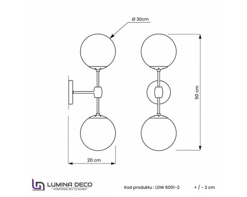 Бра LUMINA DECO Zodiak LDW 6001-2 BK+WT