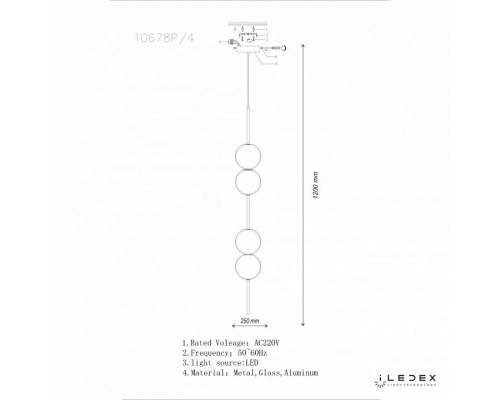 Подвесной светильник iLedex Omega 10678P/4-20W-3000K BK-WH