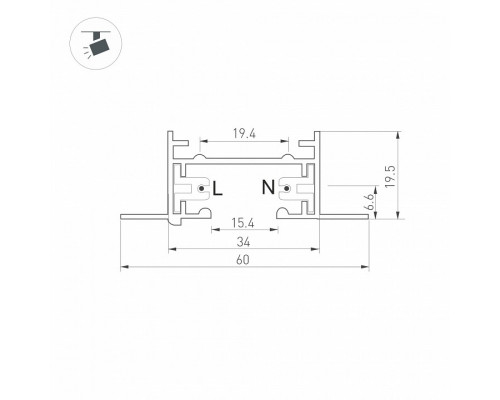 Трек встраиваемый Arlight C 2TR 038670