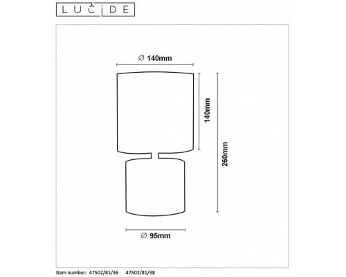 Настольная лампа декоративная Lucide Greasby 47502/81/38