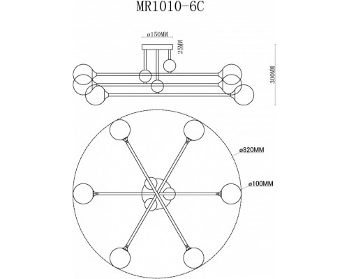 Люстра на штанге MyFar Stacy MR1010-6C