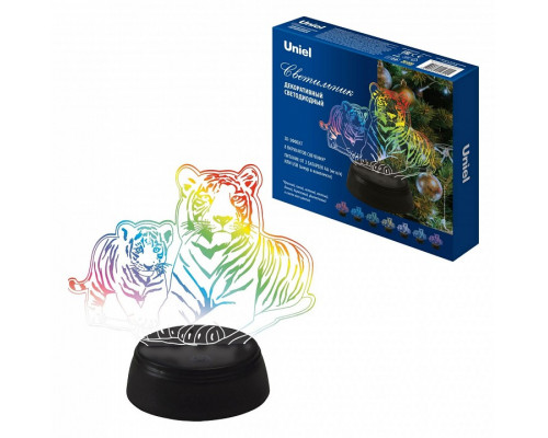 Зверь декоративный Uniel ULI-M508 RGB/3AA TIGER FAMILY/BLACK UL-00008403